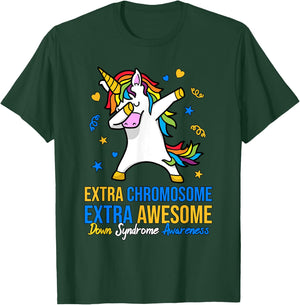 Extra Chromosome Down Syndrome Awareness Awesome Unicorn T21 T-Shirt - T-Shirt | Forest