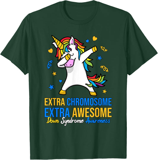 Extra Chromosome Down Syndrome Awareness Awesome Unicorn T21 T-Shirt - T-Shirt | Forest