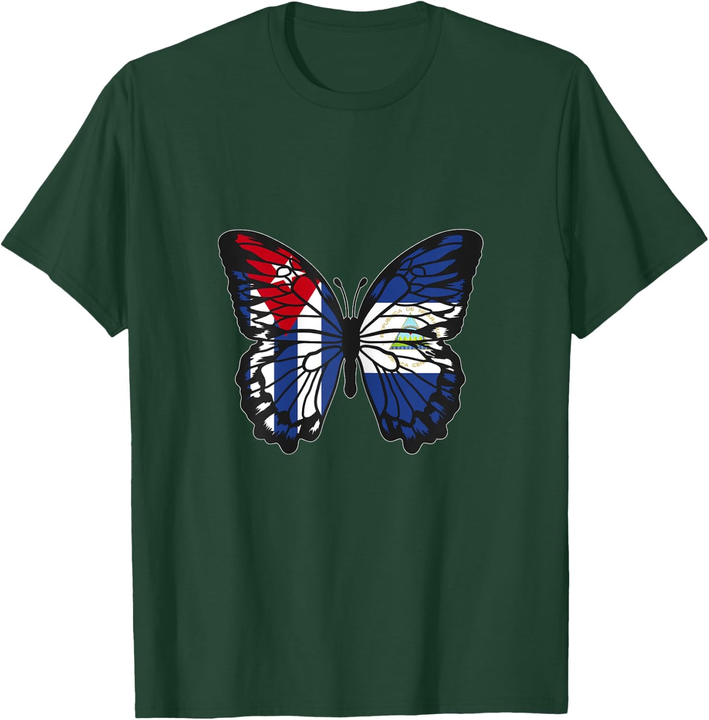 Cuba and Nicaragua Mix Butterfly Half Cuban half Nicaraguan T-Shirt - T-Shirt | Forest