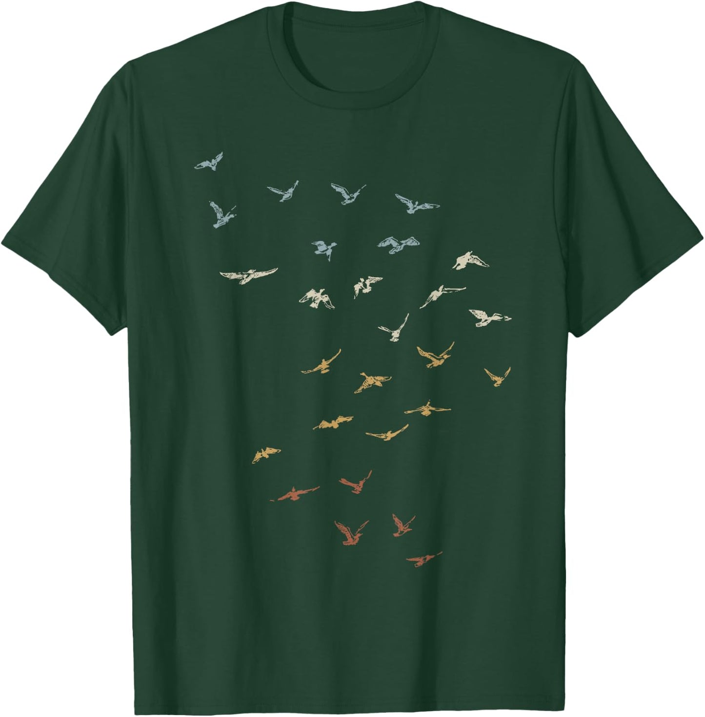 80s Retro Style Dream of Flying Vintage Bird Swarm T-Shirt - T-Shirt | Forest