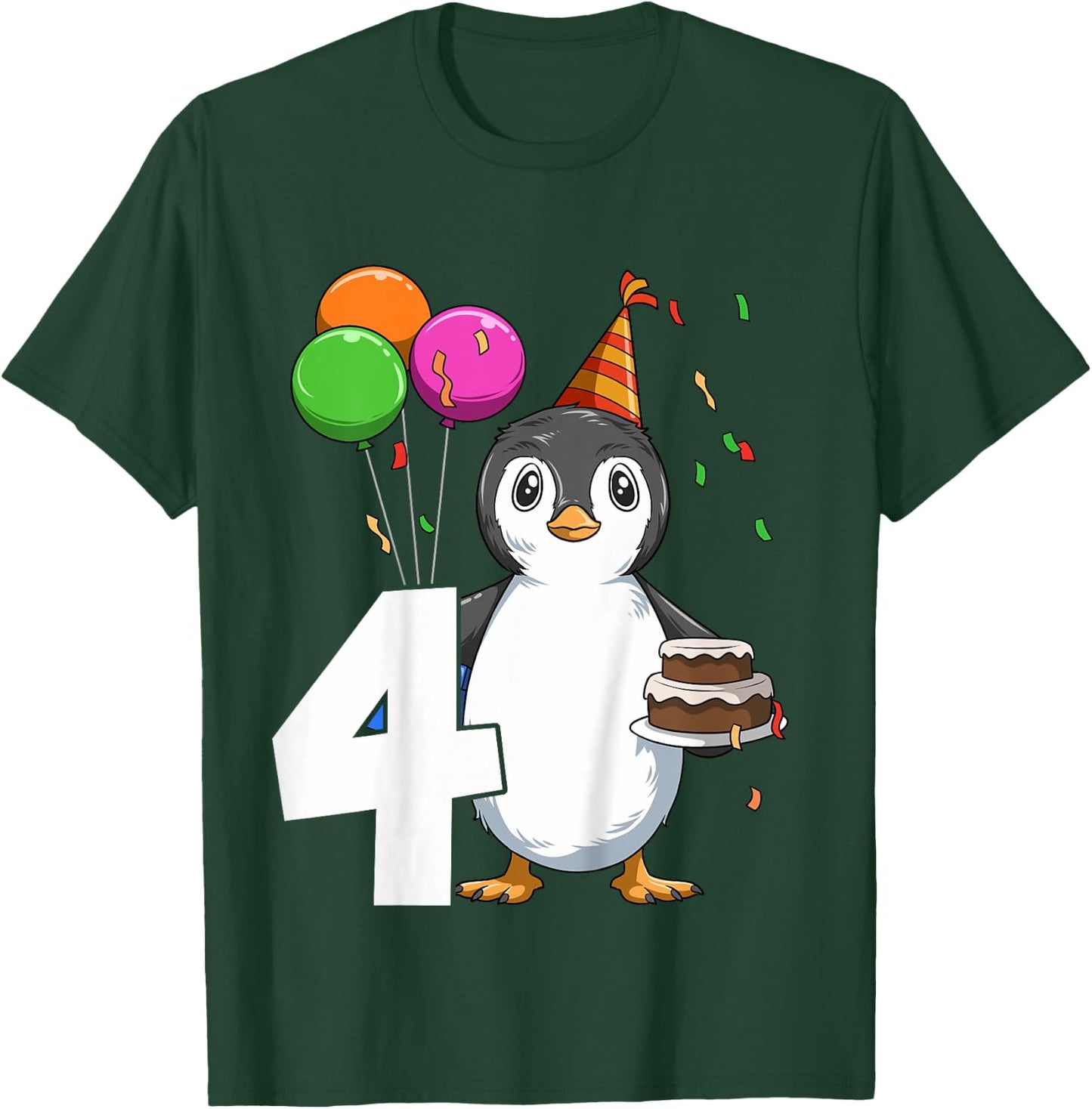 Penguin Birthday 4 Penguin 4th Birthday Outfit Penguin Party T-Shirt - T-Shirt | Forest