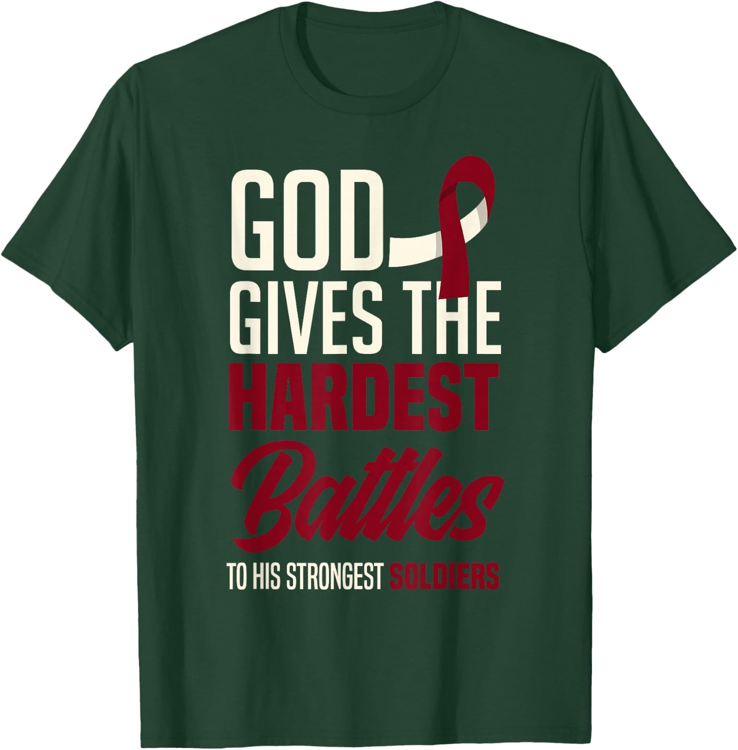God Gives The Hardest Battles Oral Head Neck Cancer Warrior T-Shirt - T-Shirt | Forest
