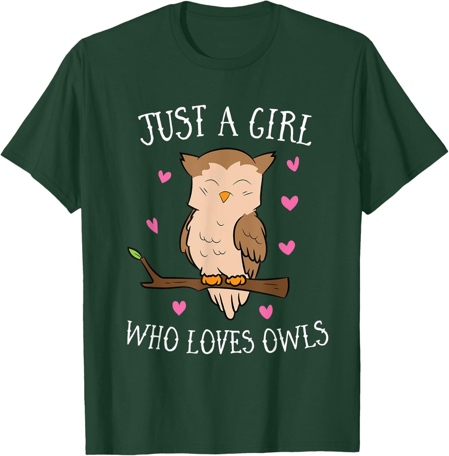 Just a Girl Who Loves Owls Cute Owl Girl T-Shirt - T-Shirt | Forest
