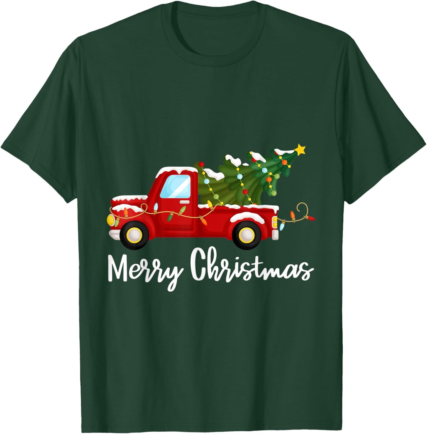 Vintage Wagon Christmas Tree Red Retro Farmer Truck Vacation T-Shirt - T-Shirt | Forest