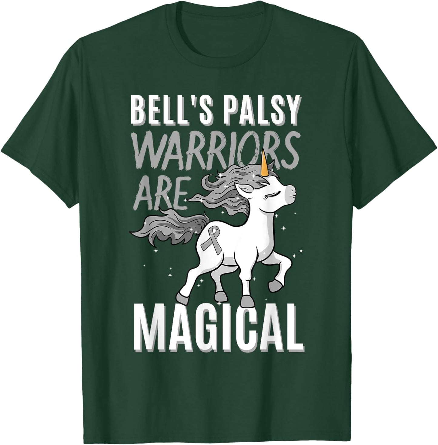 Bell's Palsy Warrior Idiopathic Facial Paralysis Unicorn T-Shirt - T-Shirt | Forest