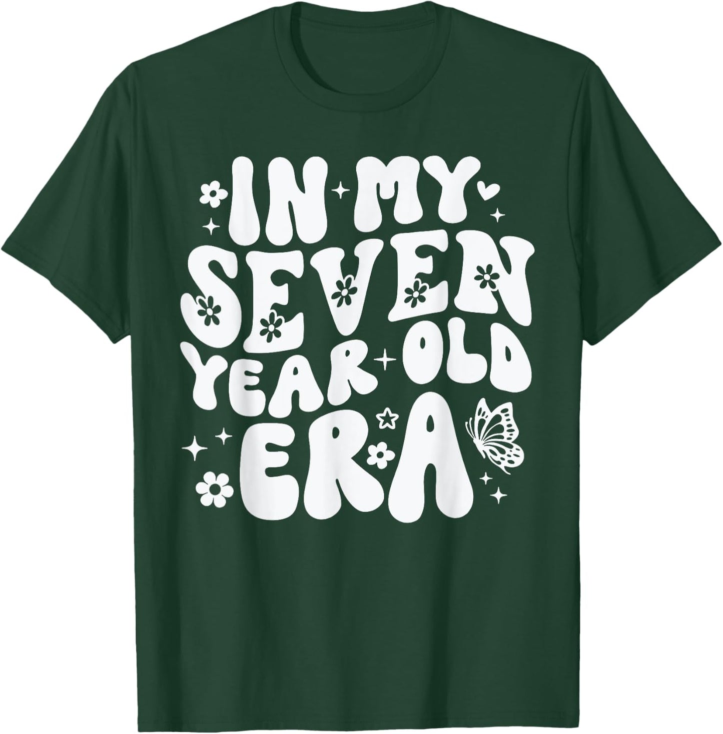 Groovy In My Seven Year Old Era Girl 7th Birthday 7 Yrs Old T-Shirt - T-Shirt | Forest