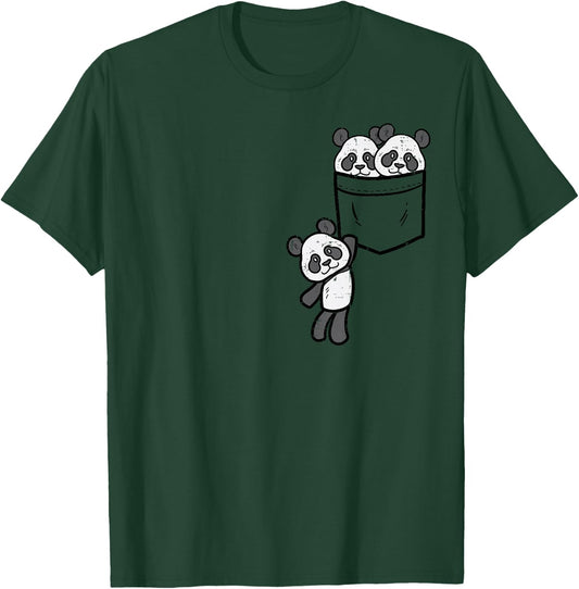 Pocket Pandas Cute Bear Animal Lover Men Women Kids Gift T-Shirt - T-Shirt | Forest