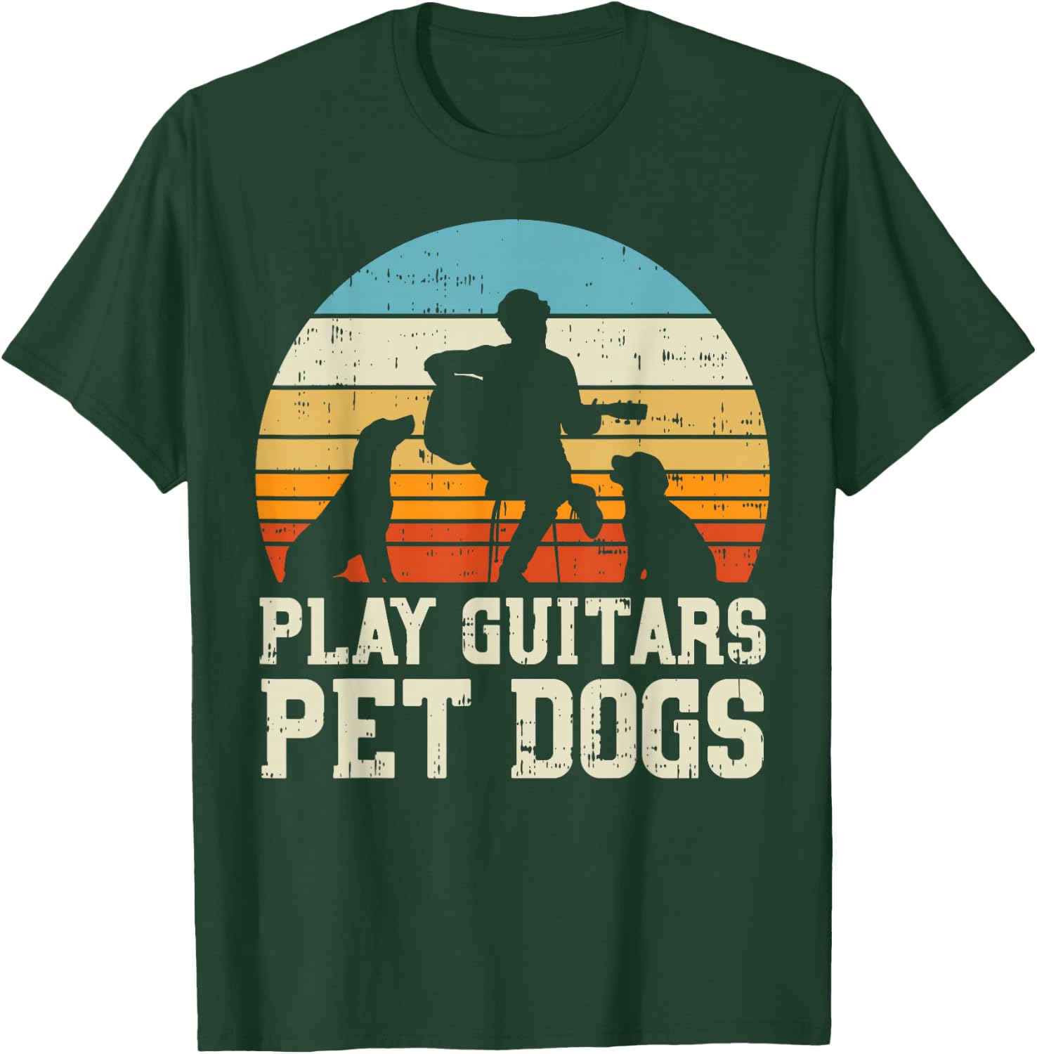Play Guitars Pet Dog Retro Music Guitarist Animal Lover Gift T-Shirt - T-Shirt | Forest