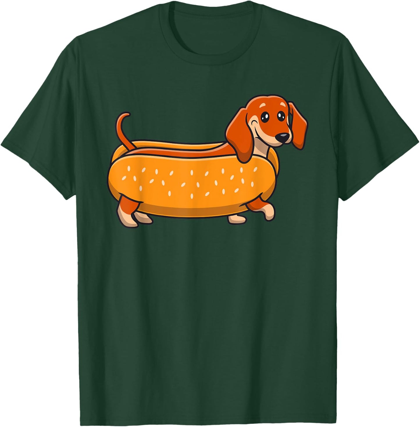 Funny Dachshund Hotdog Cute Wiener Dog Lover Humor Men Women Kids T-Shirt - T-Shirt | Forest