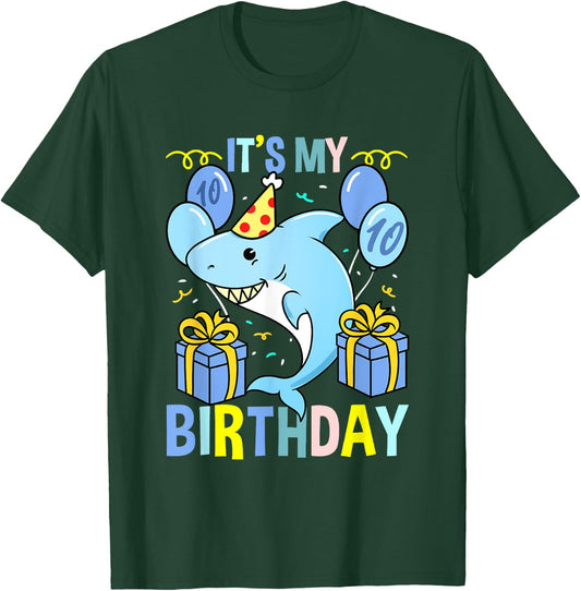 Shark Its My 10th Birthday T-Shirt - T-Shirt | Forest