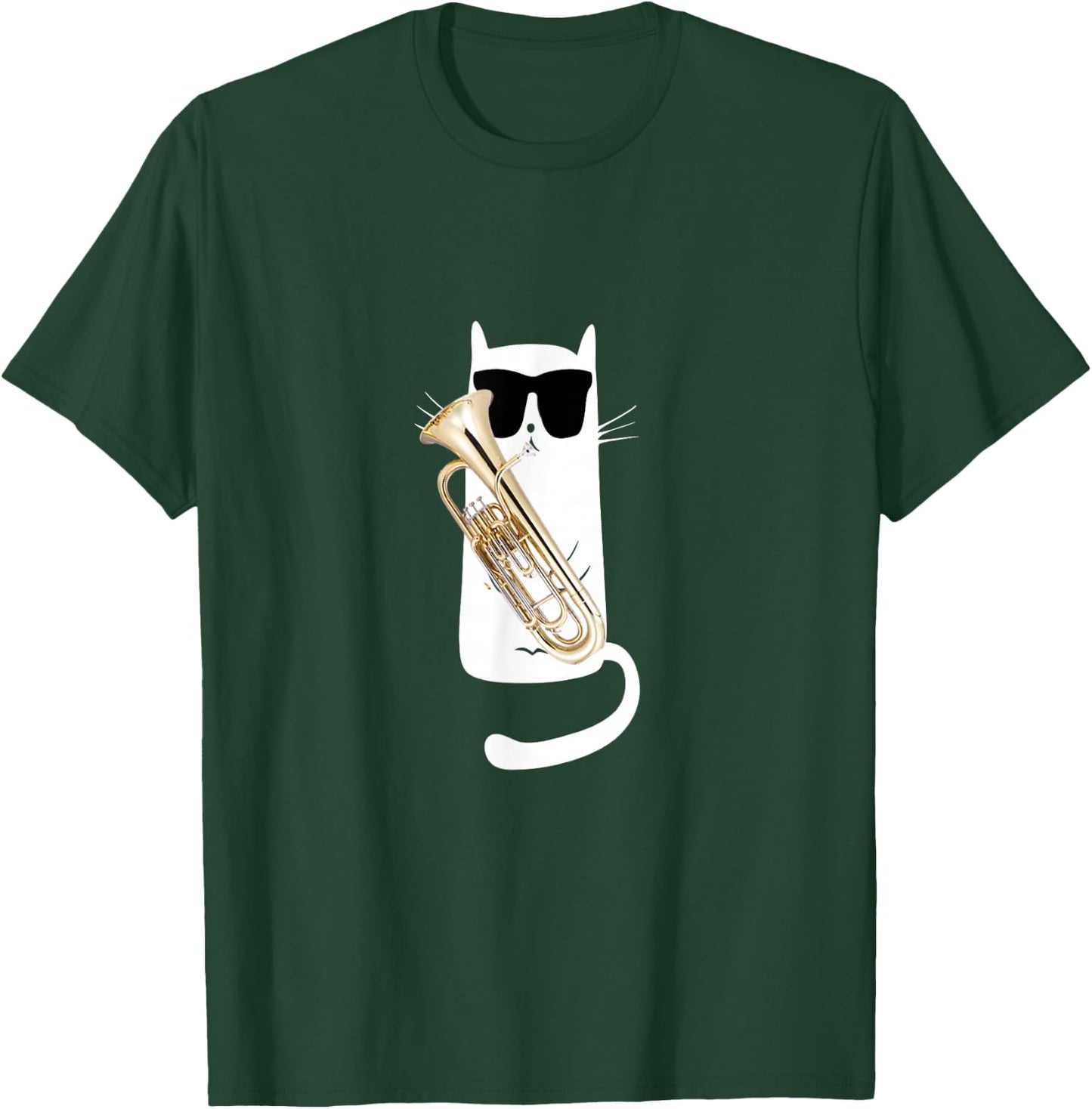 Funny Cat Wearing Sunglasses Playing Tuba T-Shirt - T-Shirt | Forest