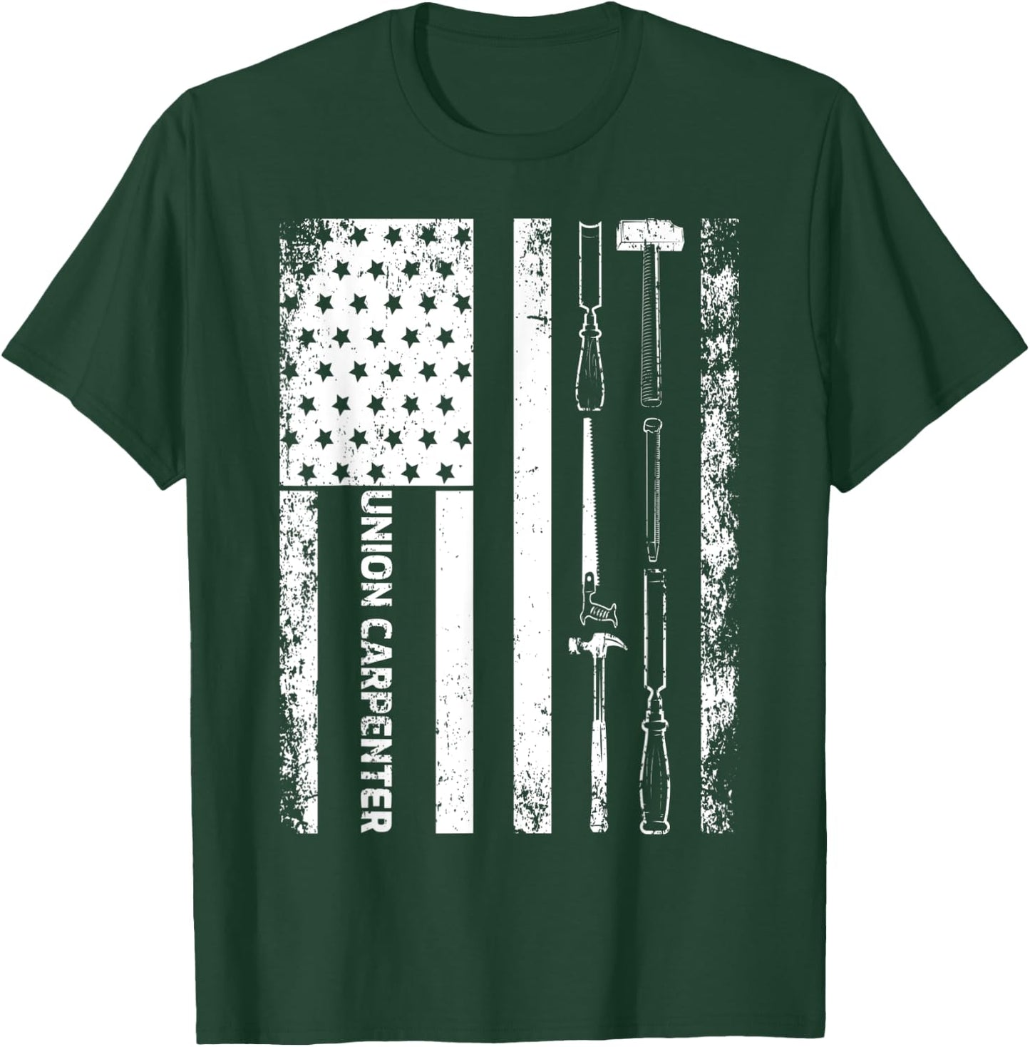 Vintage USA American Flag Union Carpenter T-Shirt - T-Shirt | Forest