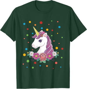 Dot Day Shirt Polka Dots Dotted Unicorn Kid Girls Youth T-Shirt - T-Shirt | Forest