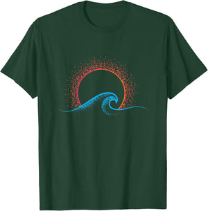 Boho Minimalist Sun Ocean Wave Art Summer Theme T-Shirt - T-Shirt | Forest