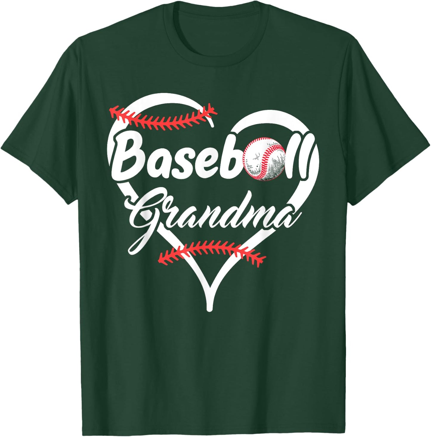 Proud Baseball Grandma Heart T-Shirt - T-Shirt | Forest