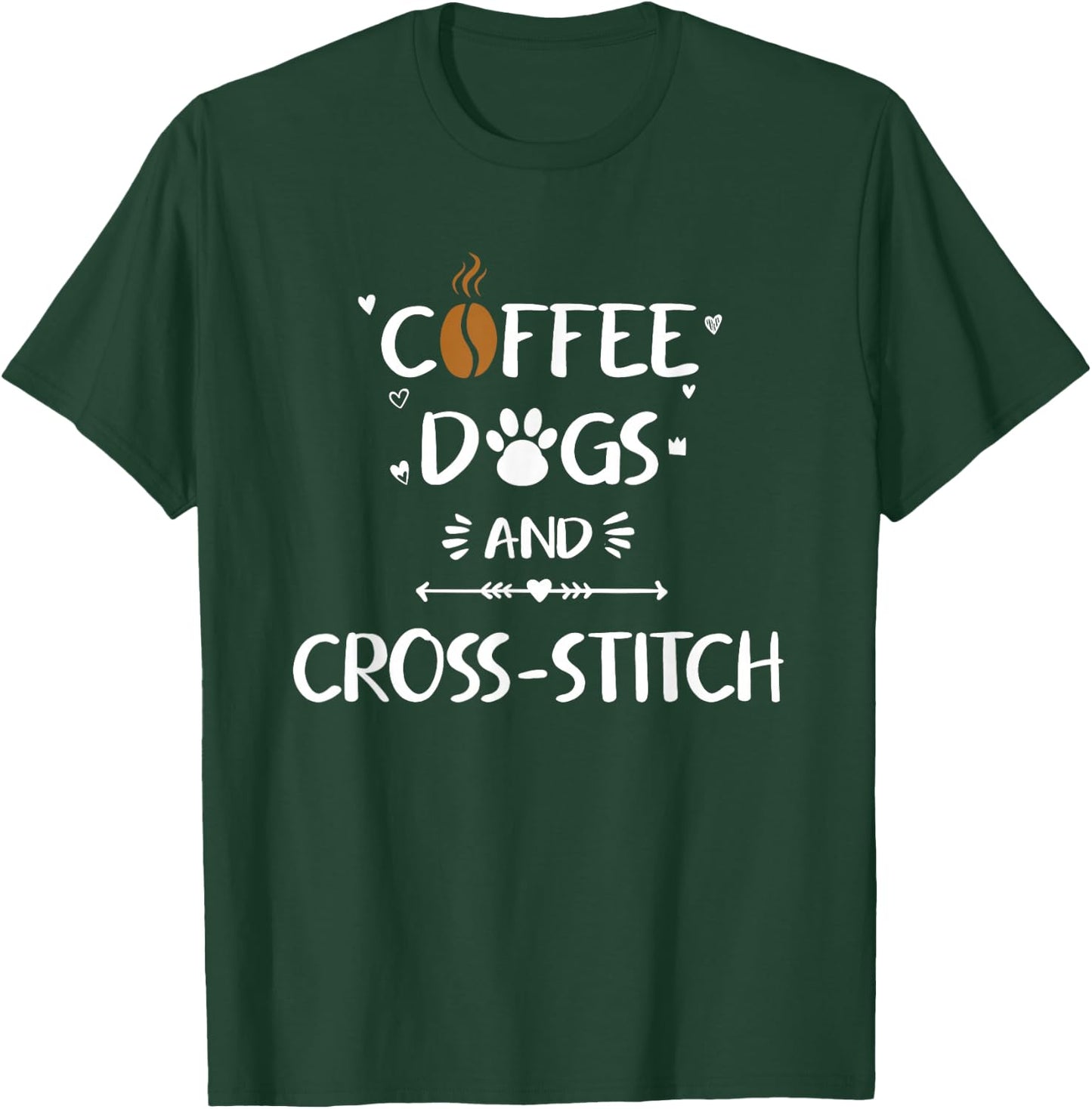 Coffee Dogs & Cross-Stitch Needlepoint Stitching T-Shirt - T-Shirt | Forest