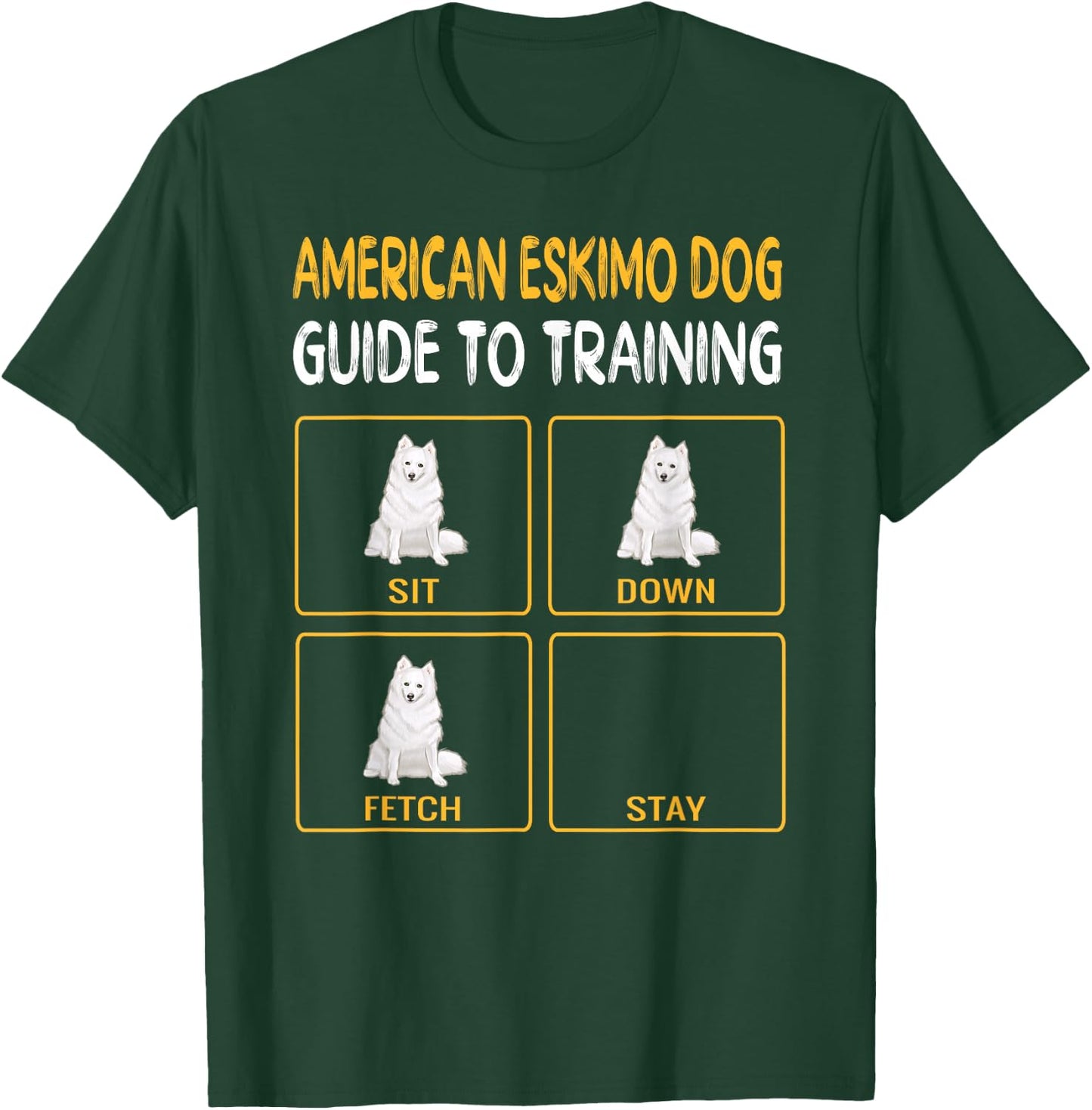 Funny American Eskimo Dog Guide To Training Dog Obedience T-Shirt - T-Shirt | Forest
