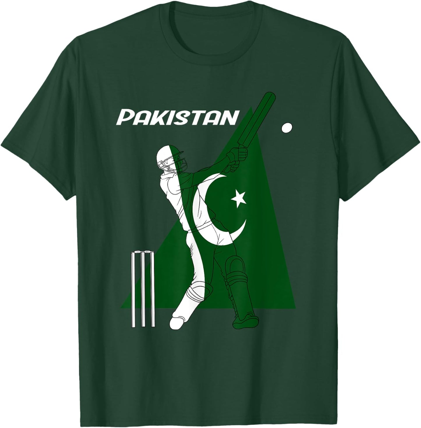 Pakistan Cricket Team Batsman Pakistani Flag T-Shirt - T-Shirt | Forest