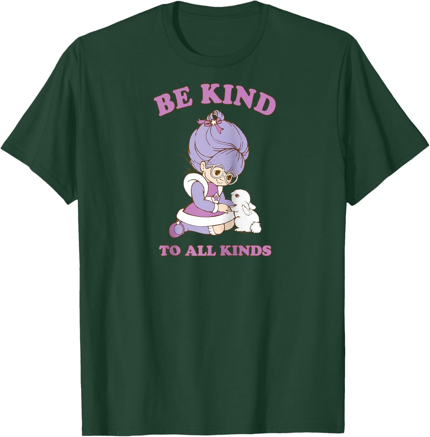 Rainbow Brite Be Kind To All Kinds Shy Violet & Bunny Raglan Baseball T-Shirt - T-Shirt | Forest