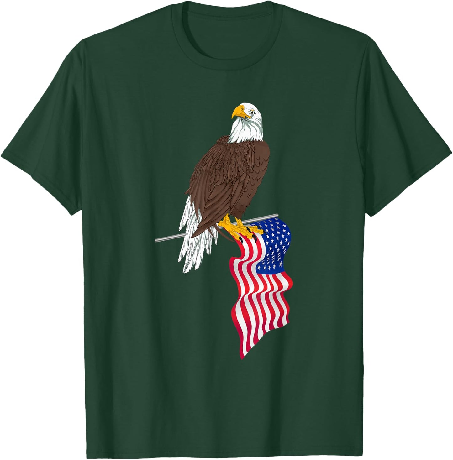 Proud American US Flag Freedom Liberty 4th Of July Eagle Women Kids Men T-Shirt - T-Shirt | Forest