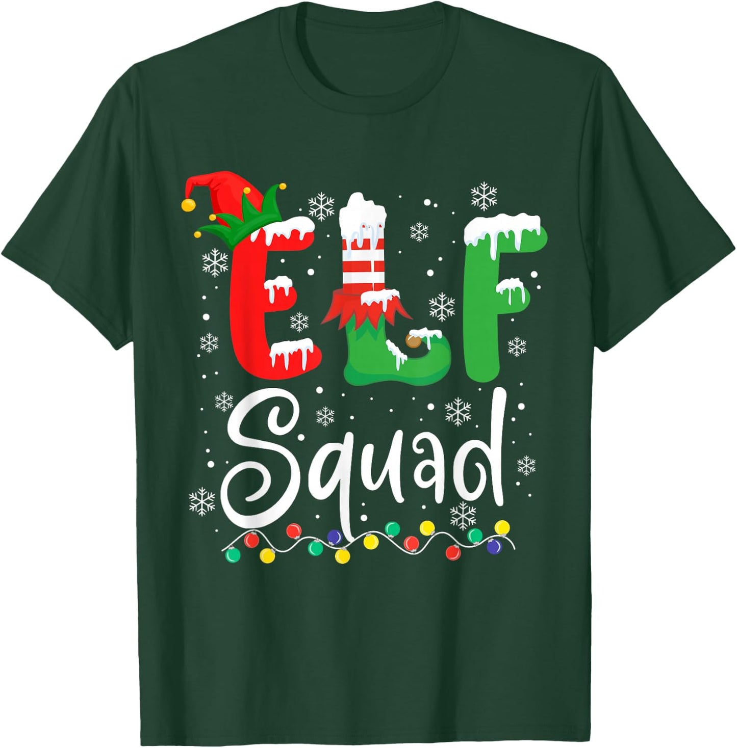 Elf Squad Funny Elf Family Christmas Matching Pajamas Xmas T-Shirt - T-Shirt | Forest