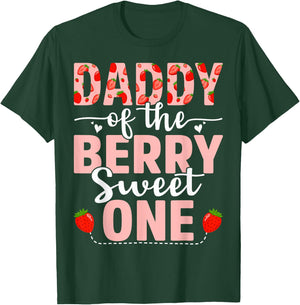 Daddy Of The Berry Sweet One Birthday Strawberry Daddy T-Shirt - T-Shirt | Forest