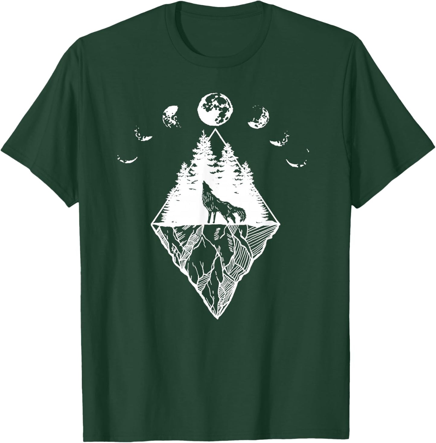 Howling Wolf Phases Of The Moon T-Shirt - T-Shirt | Forest