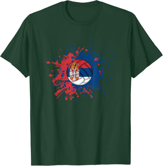 Serbian Volleyball With The Flag Of Serbia T-Shirt - T-Shirt | Forest
