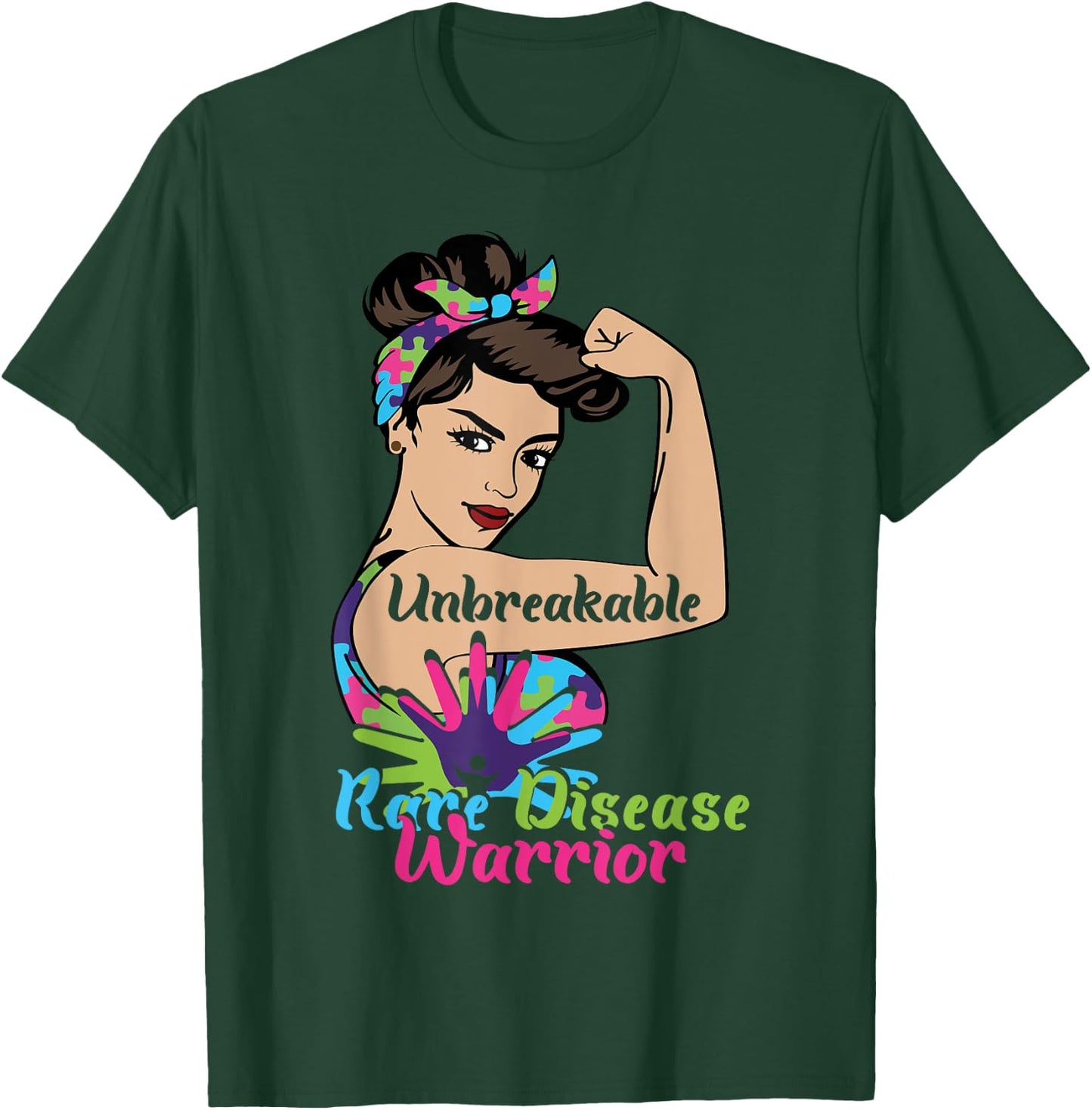 Unbreakable Rare Disease Warrior rare disease awareness T-Shirt - T-Shirt | Forest