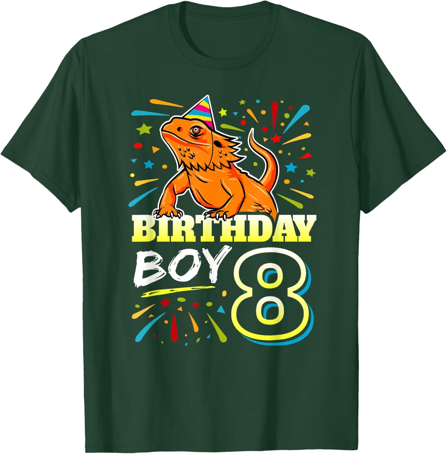 Bearded Dragon 8th Birthday Kids - Lizard 8 Year Old Boy T-Shirt - T-Shirt | Forest