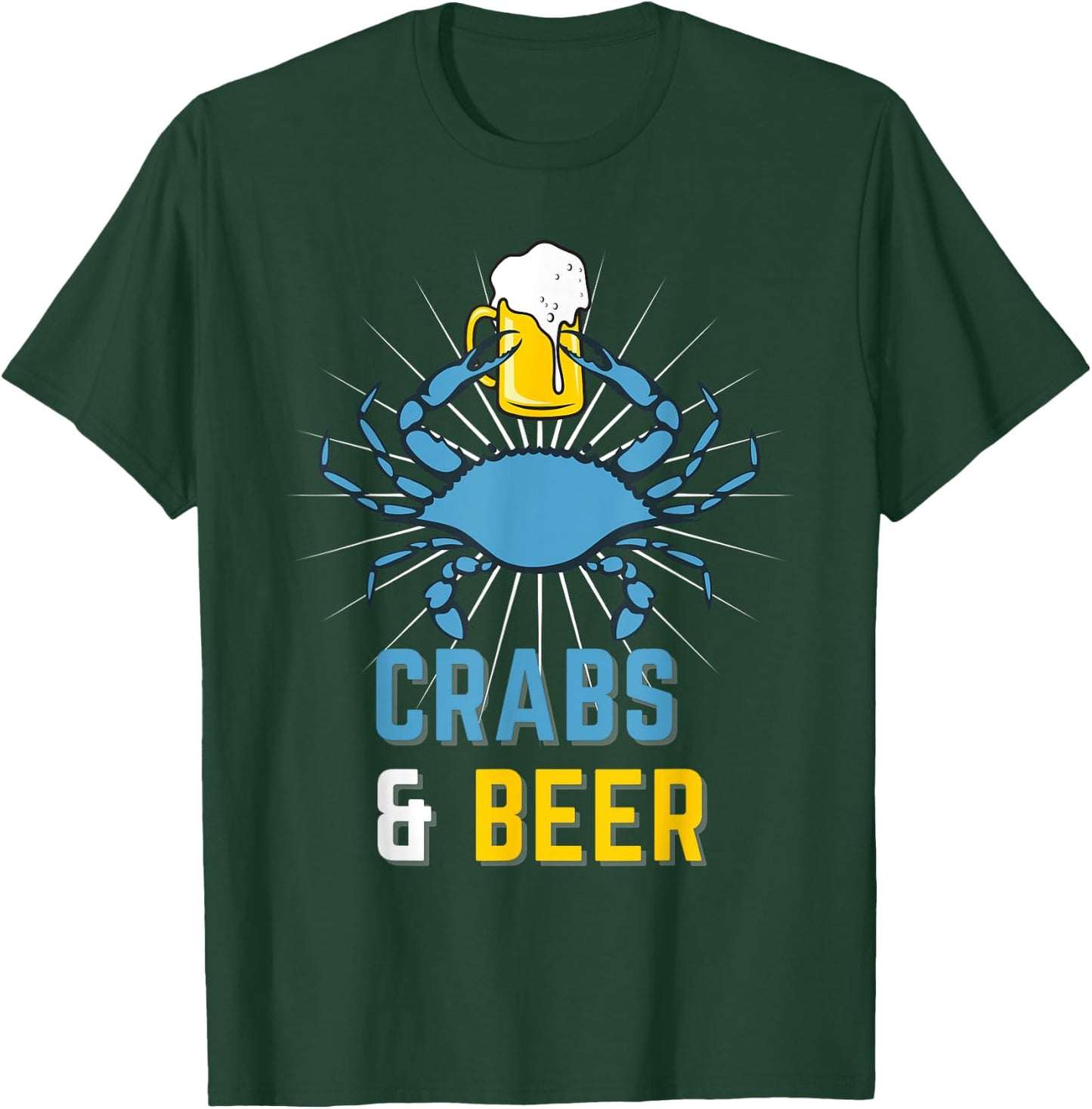 Fun Blue Claw Crabs & Beer Love Crabbing & Fishing Seafood T-Shirt - T-Shirt | Forest