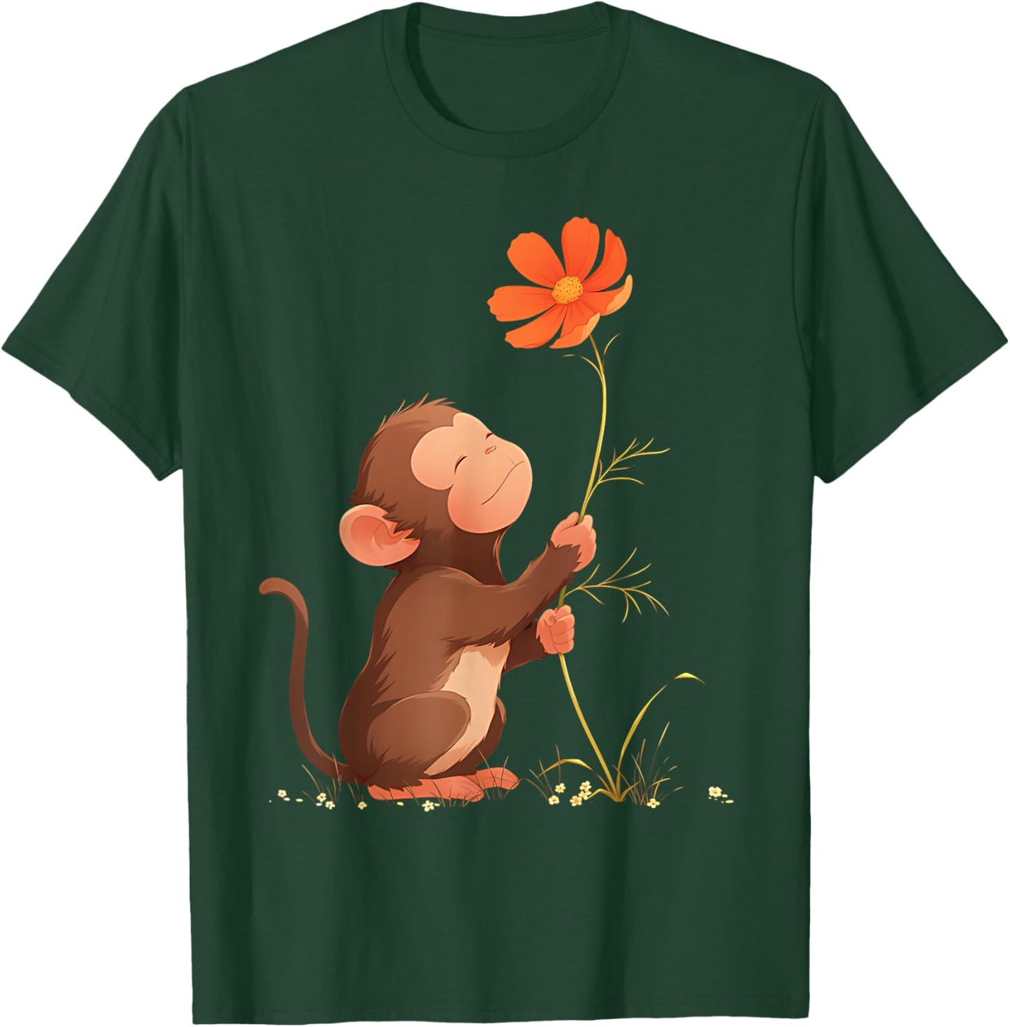 Cute Monkey Flower T-Shirt - T-Shirt | Forest