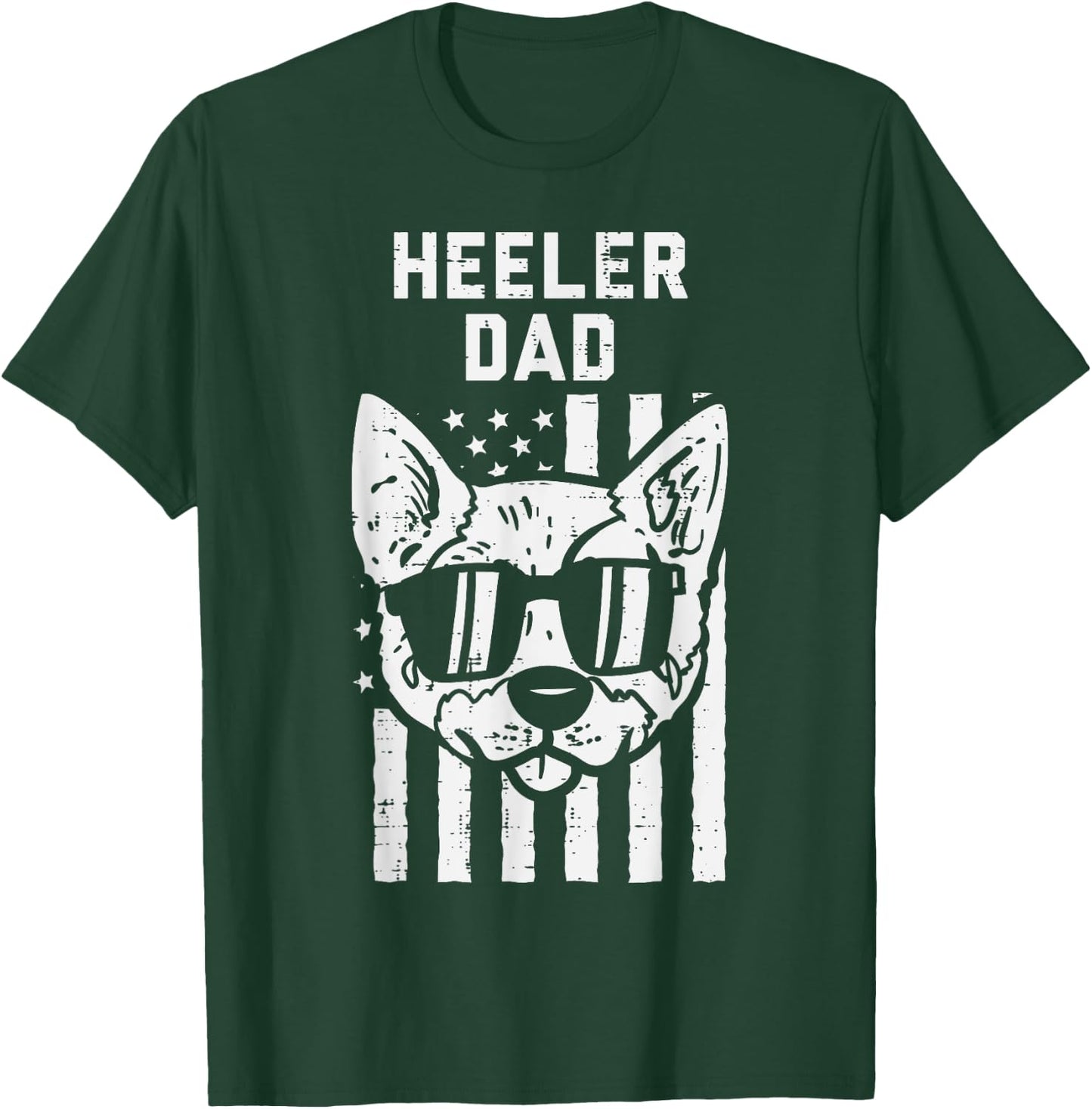 Heeler Dad Flag Cool Blue Red Cattle Dog Patriotic Men Gift T-Shirt - T-Shirt | Forest
