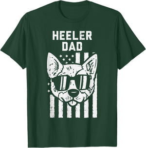 Heeler Dad Flag Cool Blue Red Cattle Dog Patriotic Men Gift T-Shirt - T-Shirt | Forest