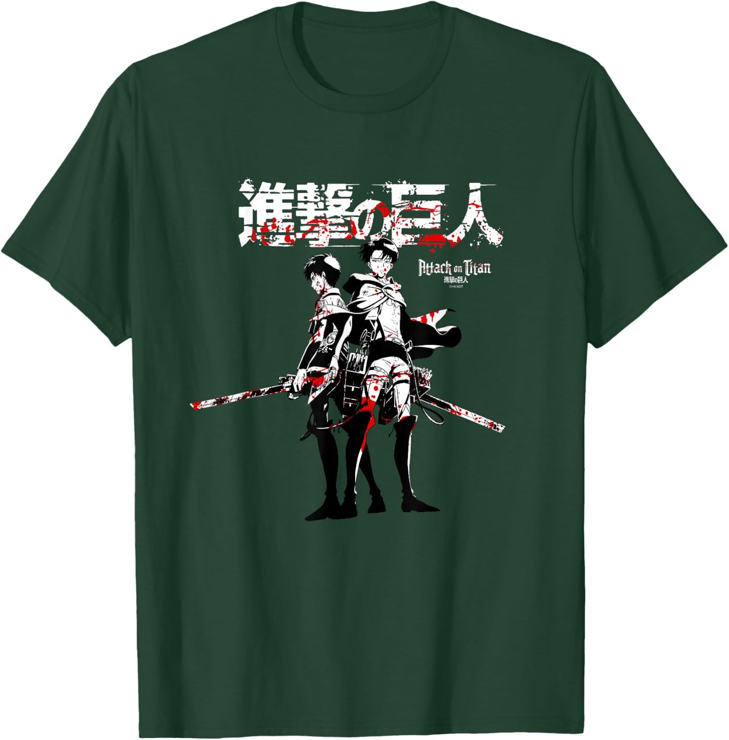 Attack on Titan Levi and Eren Sword Blood Splatter AOT Anime T-Shirt - T-Shirt | Forest
