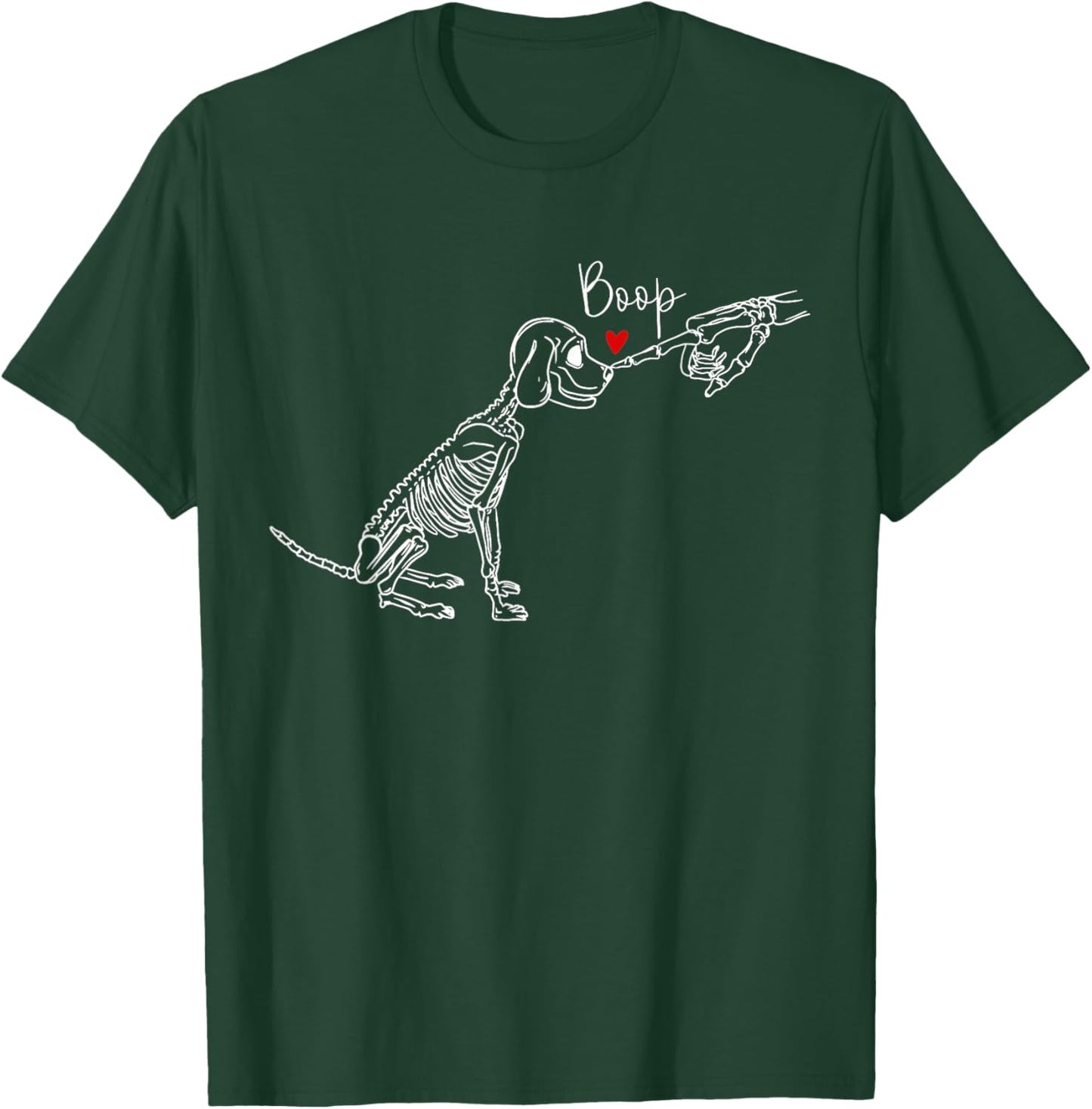 Dog Skeleton Boop Dog Funny Halloween Girl Men Women T-Shirt - T-Shirt | Forest