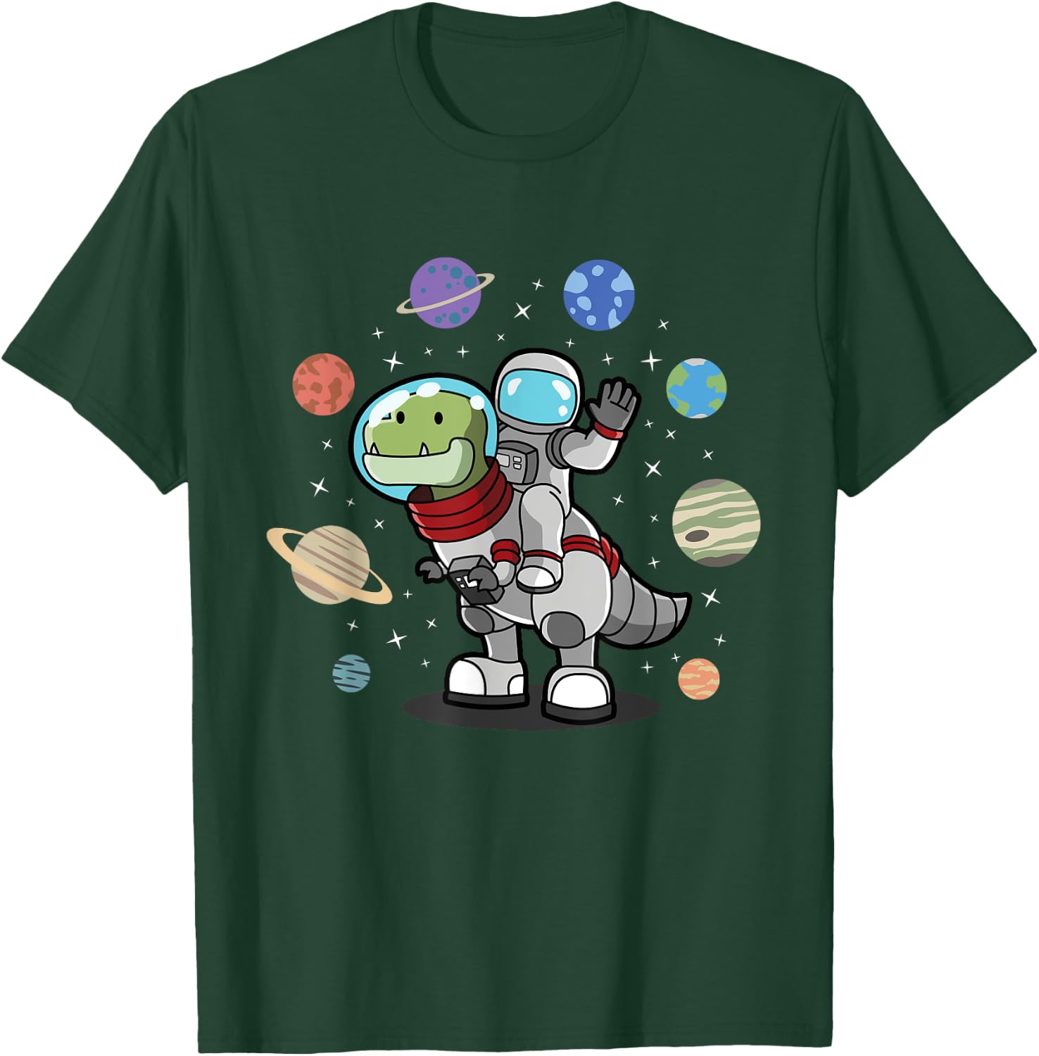 Dinosaur, Astronaut & Planets, Space & Dino, Space T-Shirt - T-Shirt | Forest