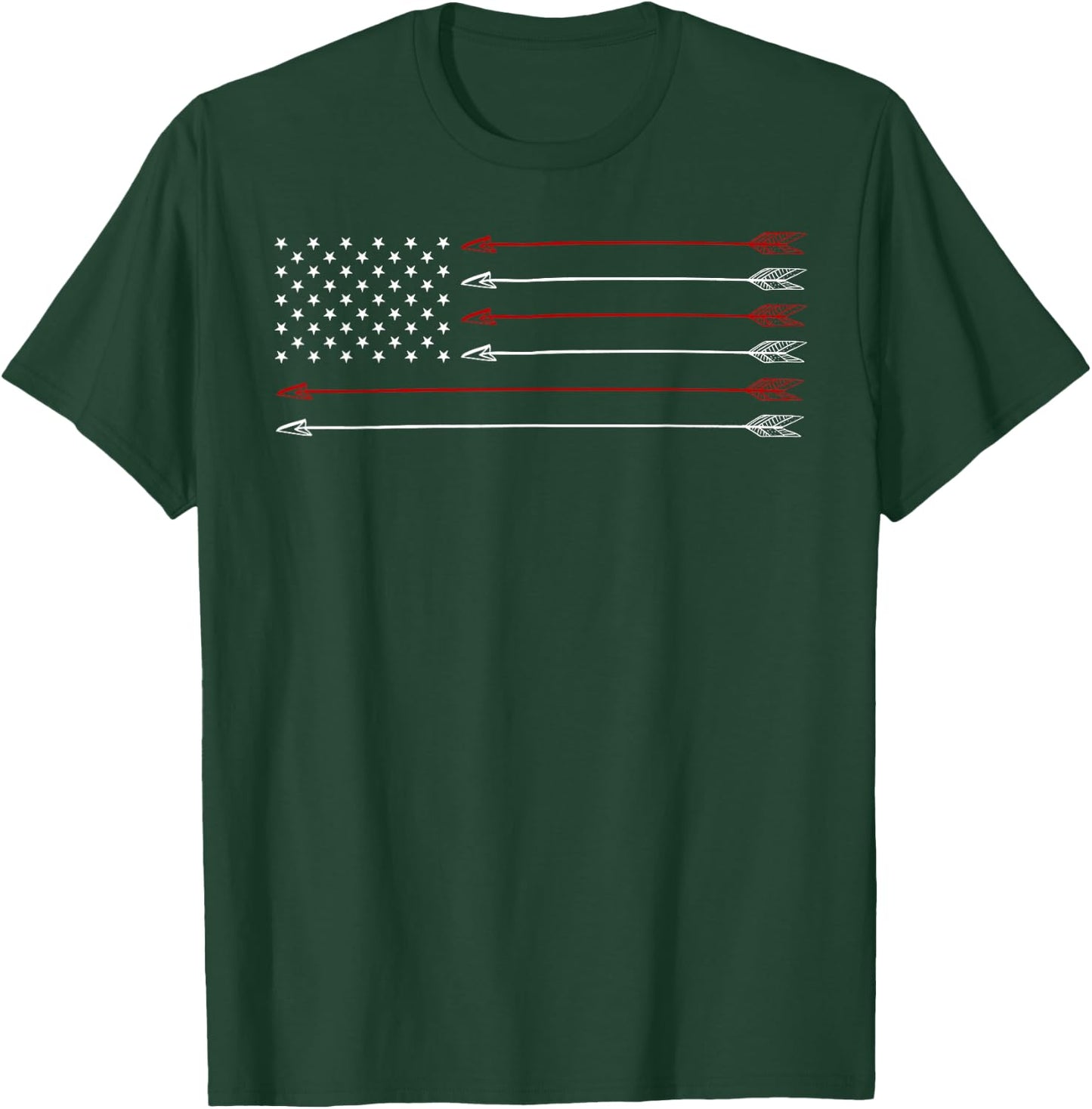 Bow Hunting Shirt Archery Archer USA Flag Men's Hunter Gift T-Shirt - T-Shirt | Forest