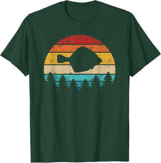 Flounder Fishing Vintage Retro T-Shirt - T-Shirt | Forest
