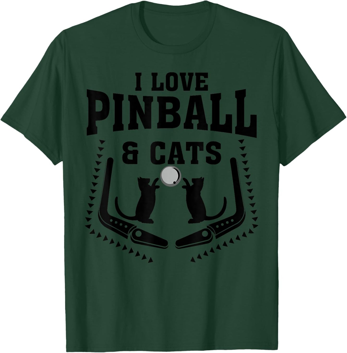 Funny I Love Pinball & Cats | Cool Arcade Machine Kitty Gift T-Shirt - T-Shirt | Forest