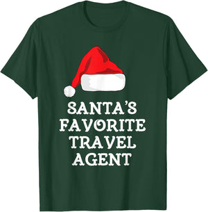Santa's Favorite Travel Agent Christmas Hat Funny Xmas T-Shirt - T-Shirt | Forest