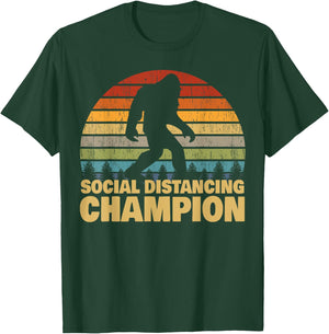 Social Distancing Champion Trendy Meme Funny Bigfoot T-Shirt - T-Shirt | Forest