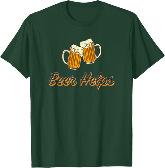 Beer Helps - toasting steins. T-Shirt - T-Shirt | Forest