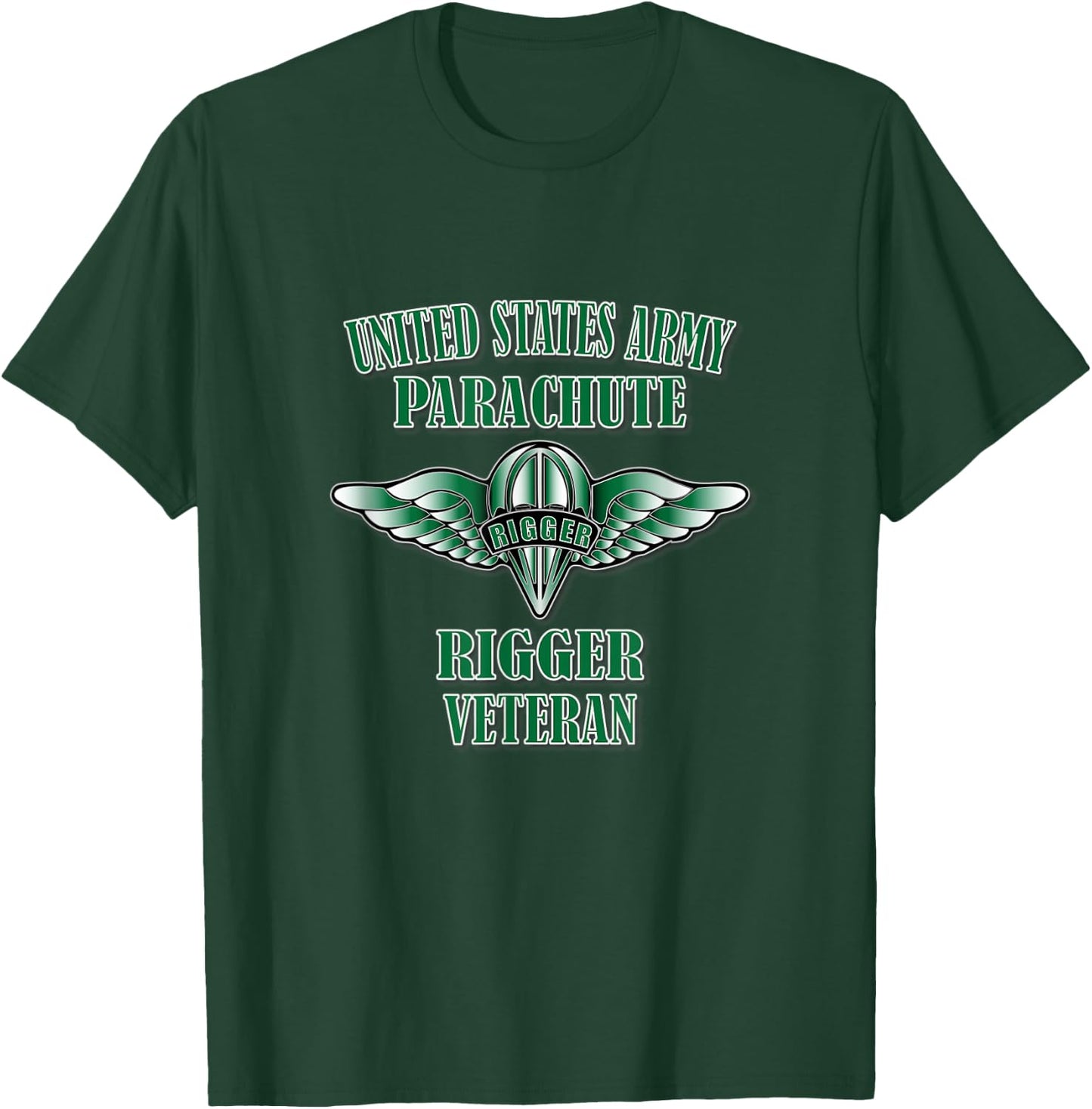 Parachute Rigger Veteran (Front Design) T-Shirt - T-Shirt | Forest