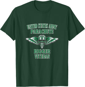 Parachute Rigger Veteran (Front Design) T-Shirt - T-Shirt | Forest