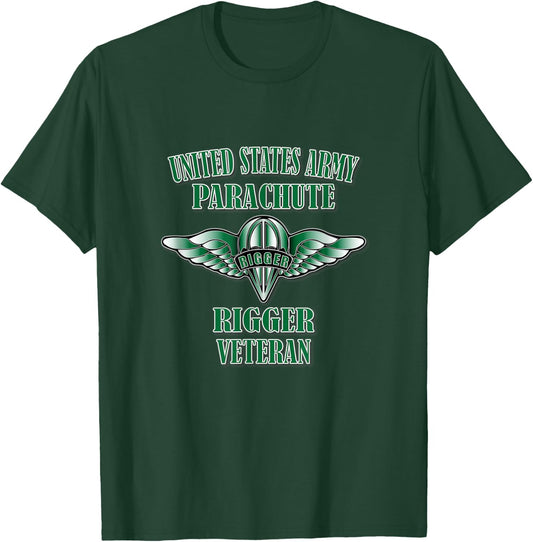 Parachute Rigger Veteran (Front Design) T-Shirt - T-Shirt | Forest