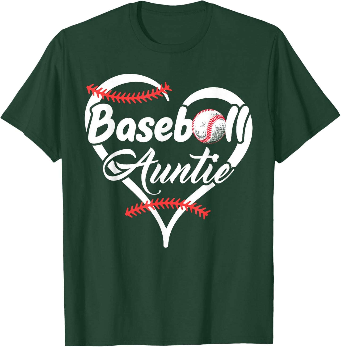 Baseball Aunt Heart Proud Baseball Auntie T-Shirt - T-Shirt | Forest