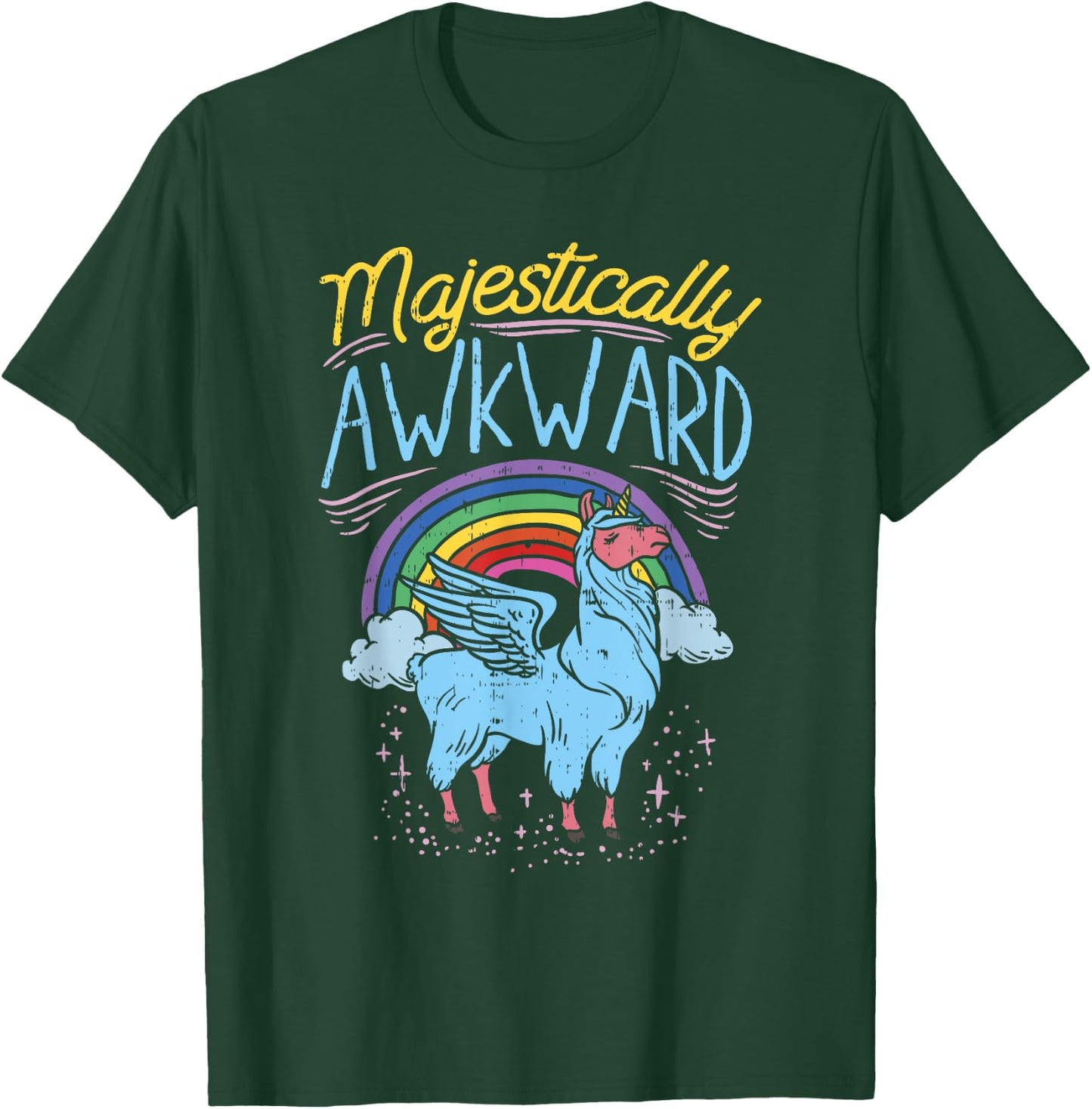 Majestically Awkward Funny Llamacorn Llama Unicorn Rainbow T-Shirt - T-Shirt | Forest