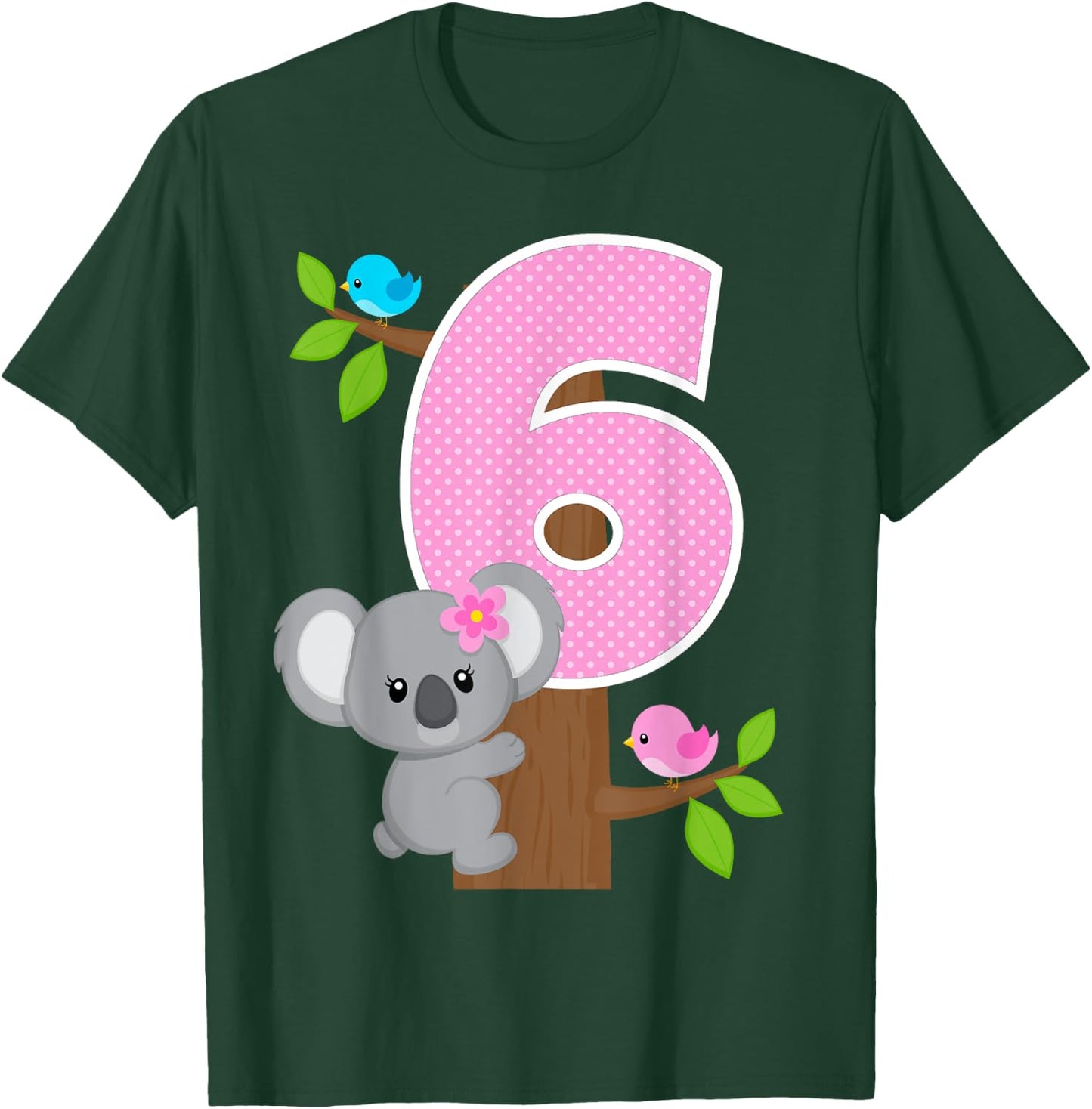 Koala Bear 6th Birthday Girl 6 Year Old Birthday Koalas Bday T-Shirt - T-Shirt | Forest