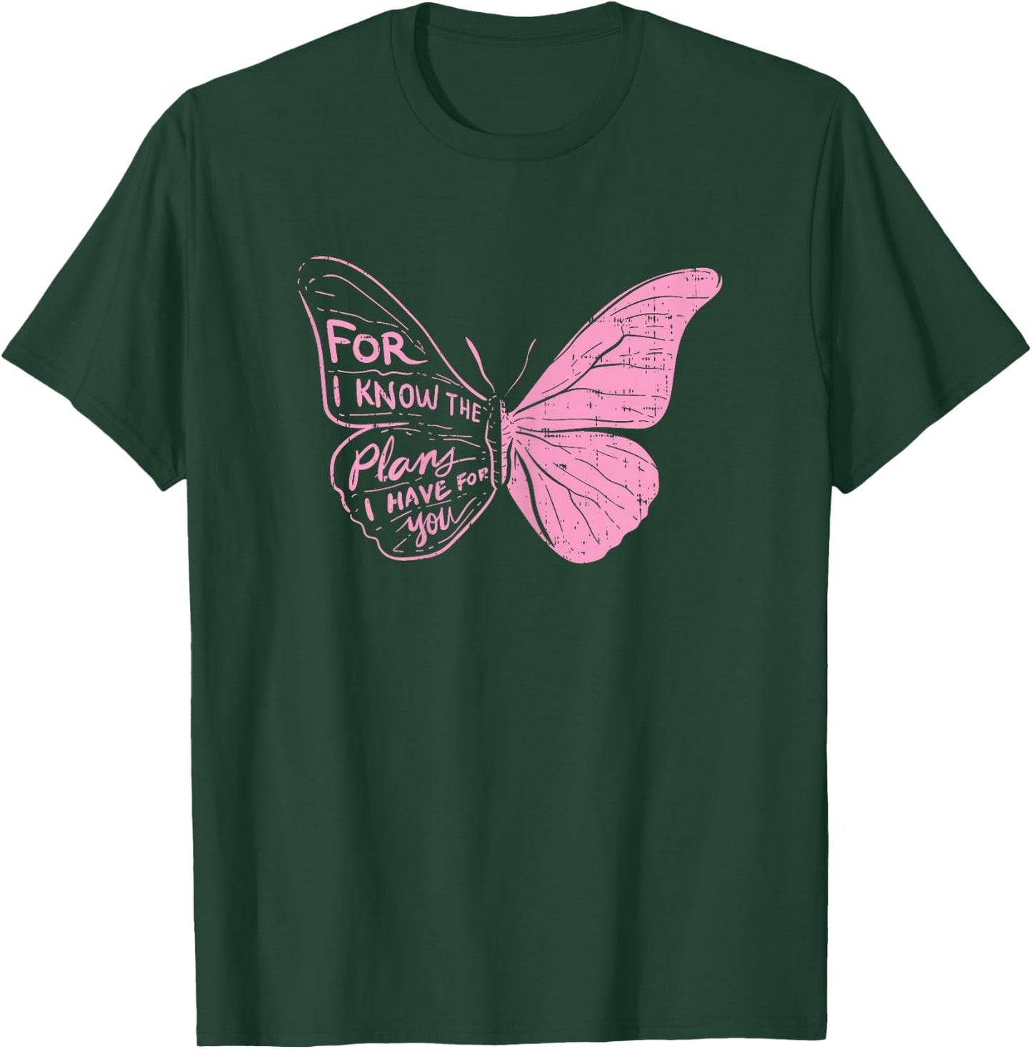 Butterfly I Know The Plans Verse Bible Jesus Christian Gift T-Shirt - T-Shirt | Forest